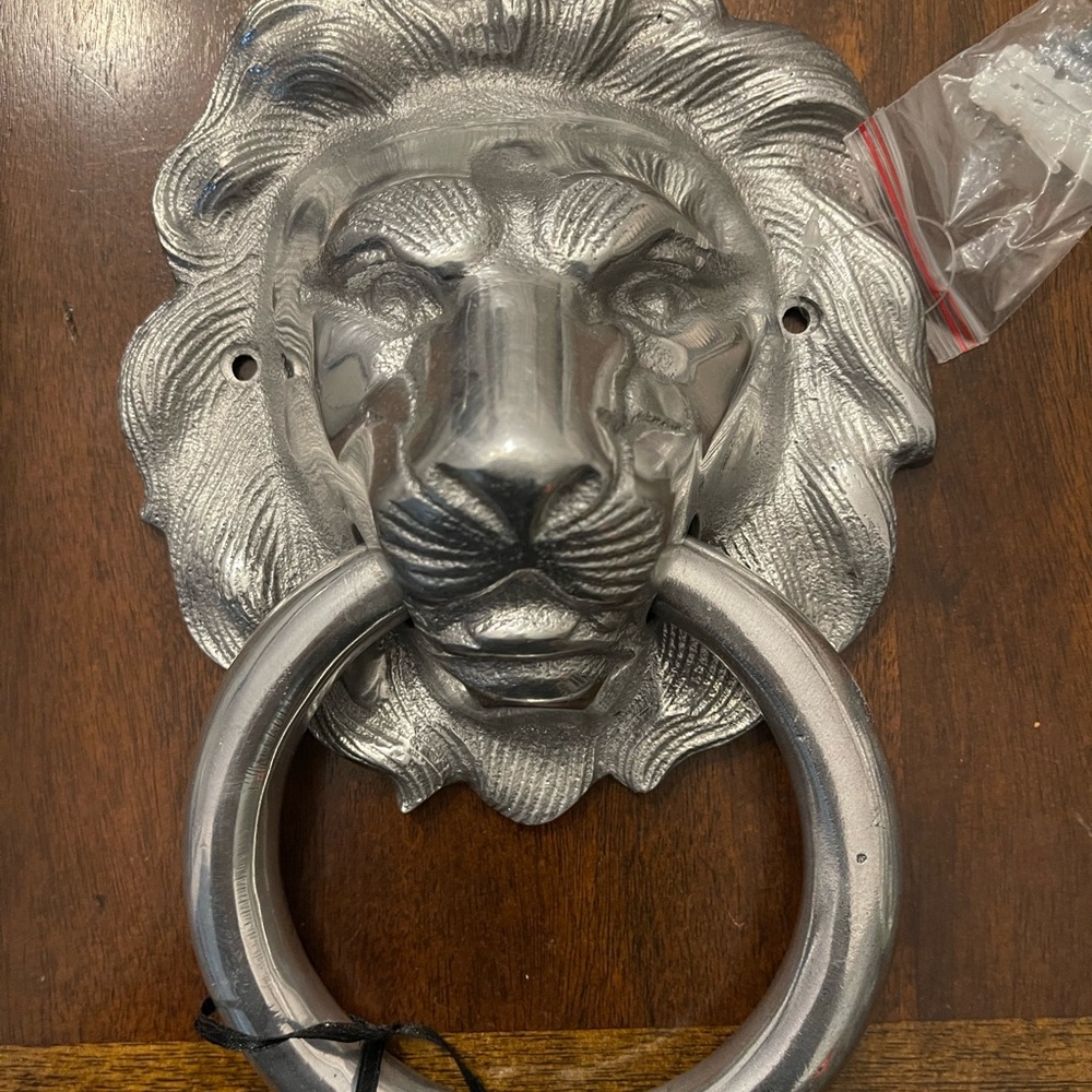 Silver Lion Head Door Knocker